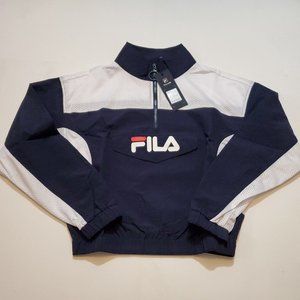 NWT Fila Gigi 1/4 Zip Track Jacket Blue White Women's Small Brand New With Tags